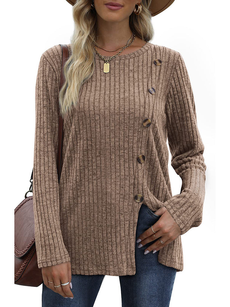 Keisha | Elegant and casual winter top with button placket for women
