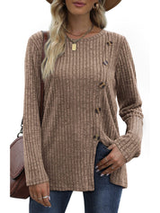 Keisha | Elegant and casual winter top with button placket for women