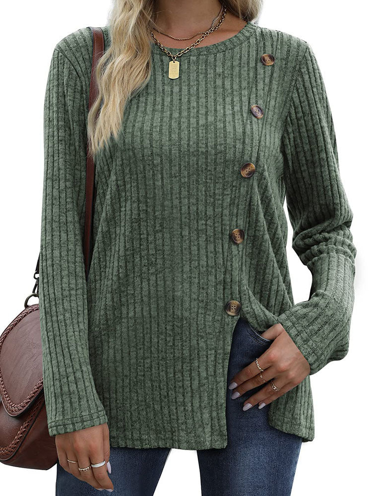 Keisha | Elegant and casual winter top with button placket for women