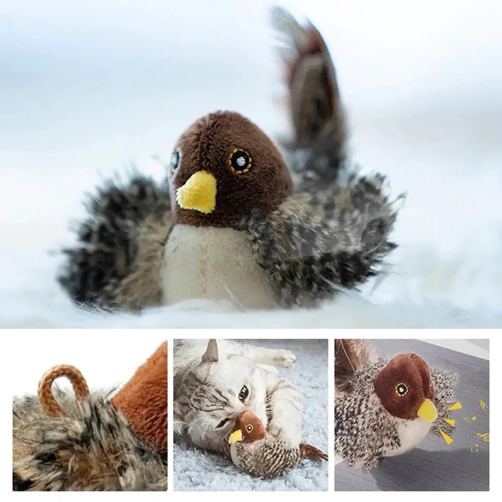 Oiseau sonore interactif pour chat - Amusant avec ses plumes qui battent pour les chats d'intérieur 0