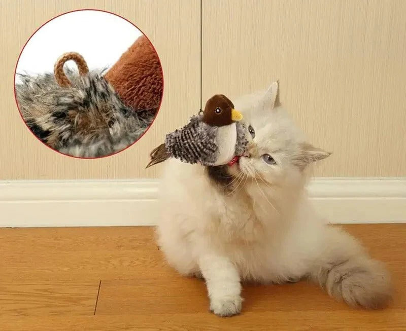 Oiseau sonore interactif pour chat - Amusant avec ses plumes qui battent pour les chats d'intérieur 2