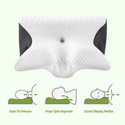 Oreiller cervical en mousse à mémoire de forme papillon avec accoudoirs pour dormeurs sur le côté et sur le dos 2