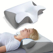 Oreiller cervical en mousse à mémoire de forme papillon avec accoudoirs pour dormeurs sur le côté et sur le dos 6