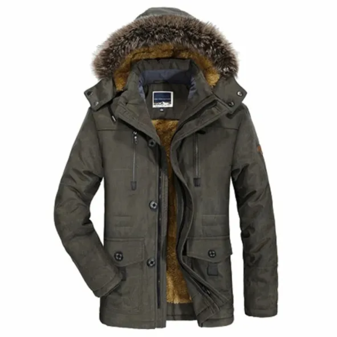 Parka d'hiver chaude à capuche pour homme | Fermeture éclair 0