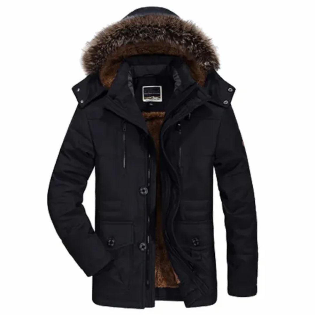 Parka d'hiver chaude à capuche pour homme | Fermeture éclair 1