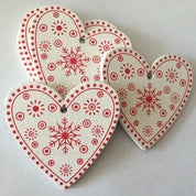 Pendentifs de Noël en bois naturel blanc/rouge en 5 parties 0