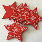 Pendentifs de Noël en bois naturel blanc/rouge en 5 parties 11