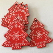 Pendentifs de Noël en bois naturel blanc/rouge en 5 parties 13