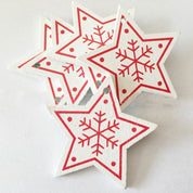 Pendentifs de Noël en bois naturel blanc/rouge en 5 parties 14