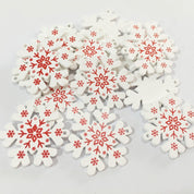 Pendentifs de Noël en bois naturel blanc/rouge en 5 parties 15