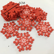 Pendentifs de Noël en bois naturel blanc/rouge en 5 parties 16