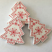 Pendentifs de Noël en bois naturel blanc/rouge en 5 parties 7