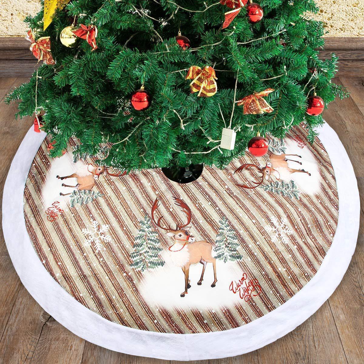 Pied de sapin de Noël, jupe de sapin, 98 cm, flanelle, motif vieil homme 1