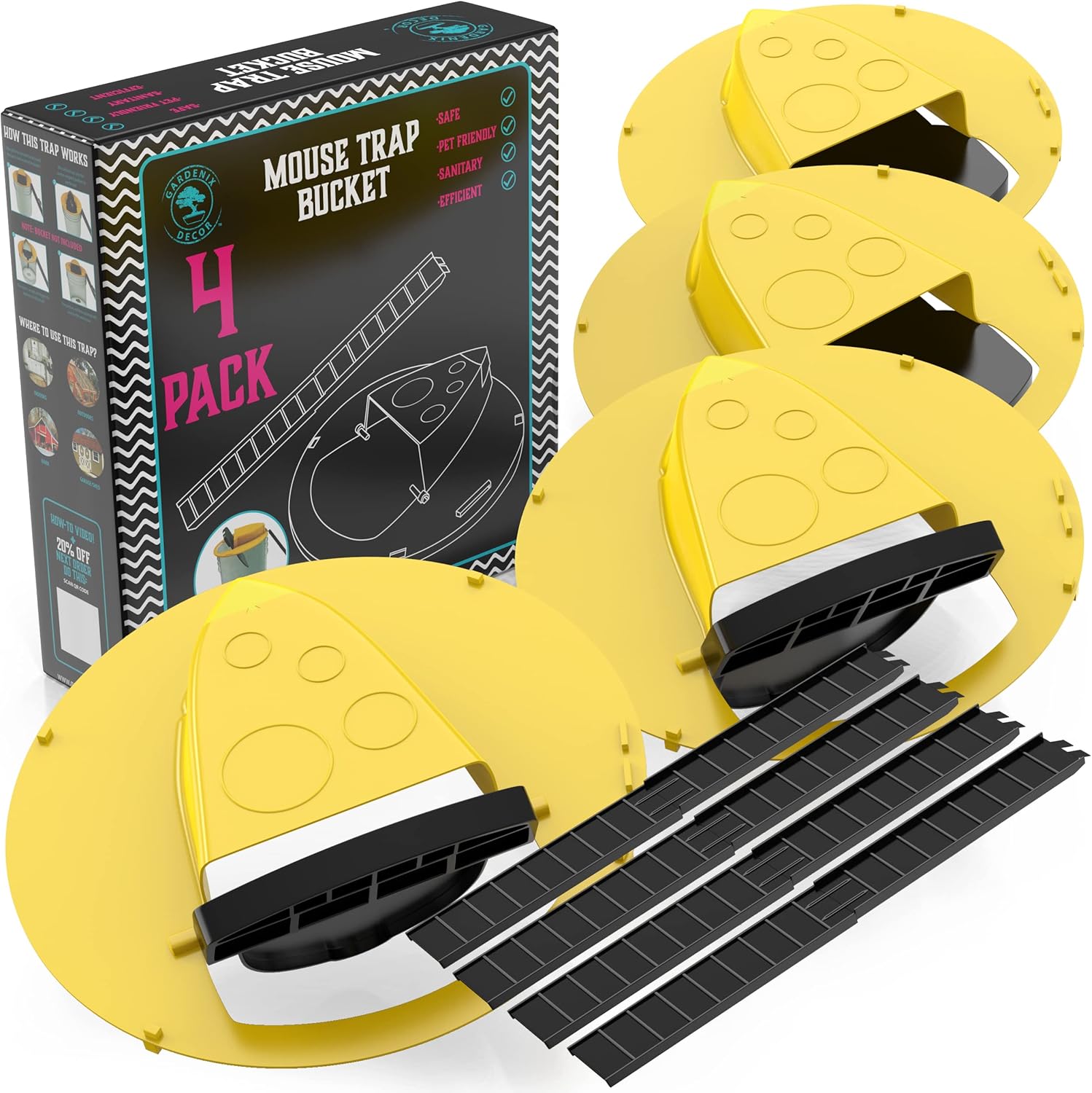 Piège de souris à couvercle de godet à 4 packs 0