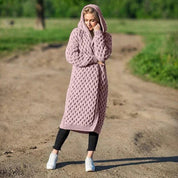 Keli | Long and Cozy Knitted Hoodie Sweater for Cold Days
