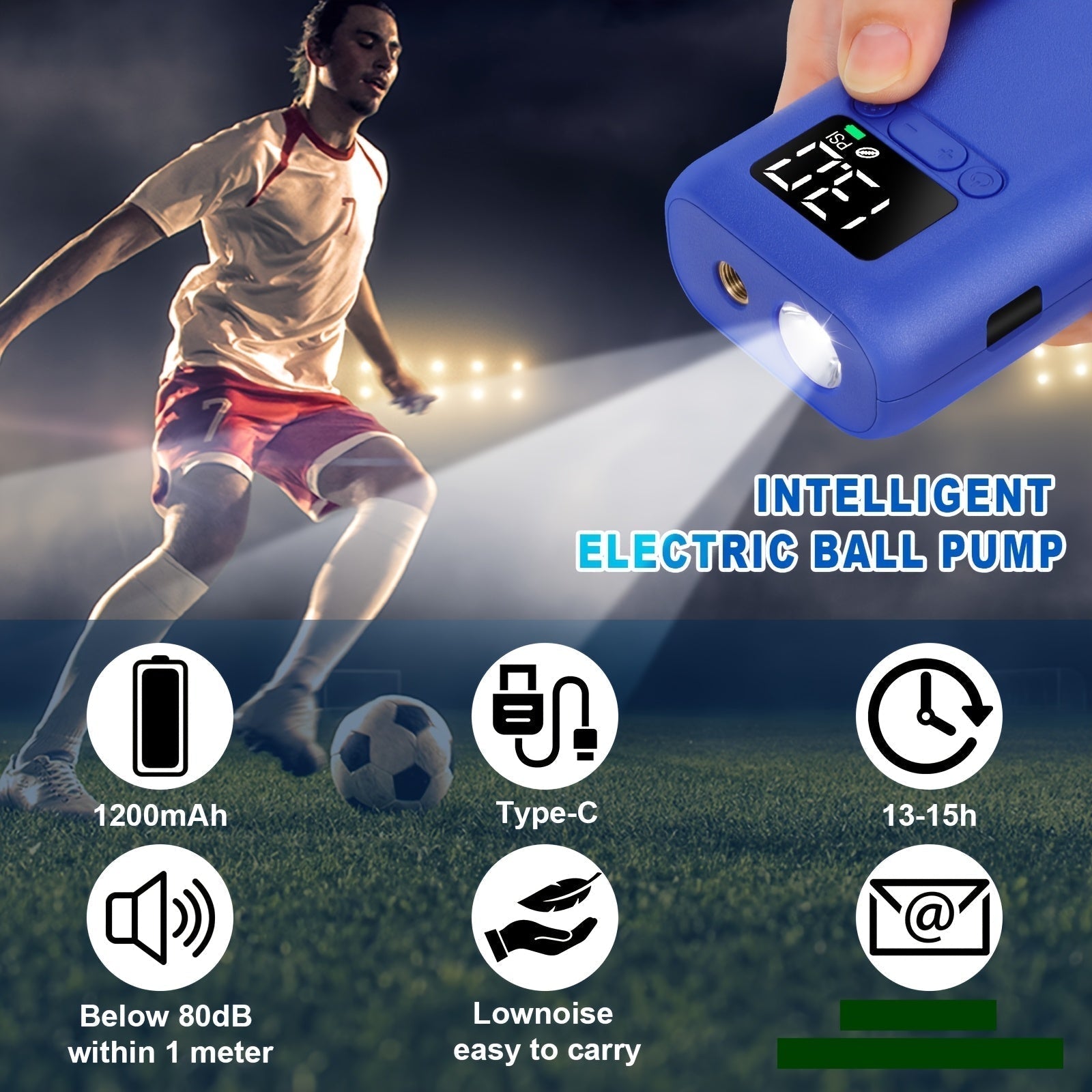 Pompe à billes électrique automatique avec une capacité de 20 psi, LED 3