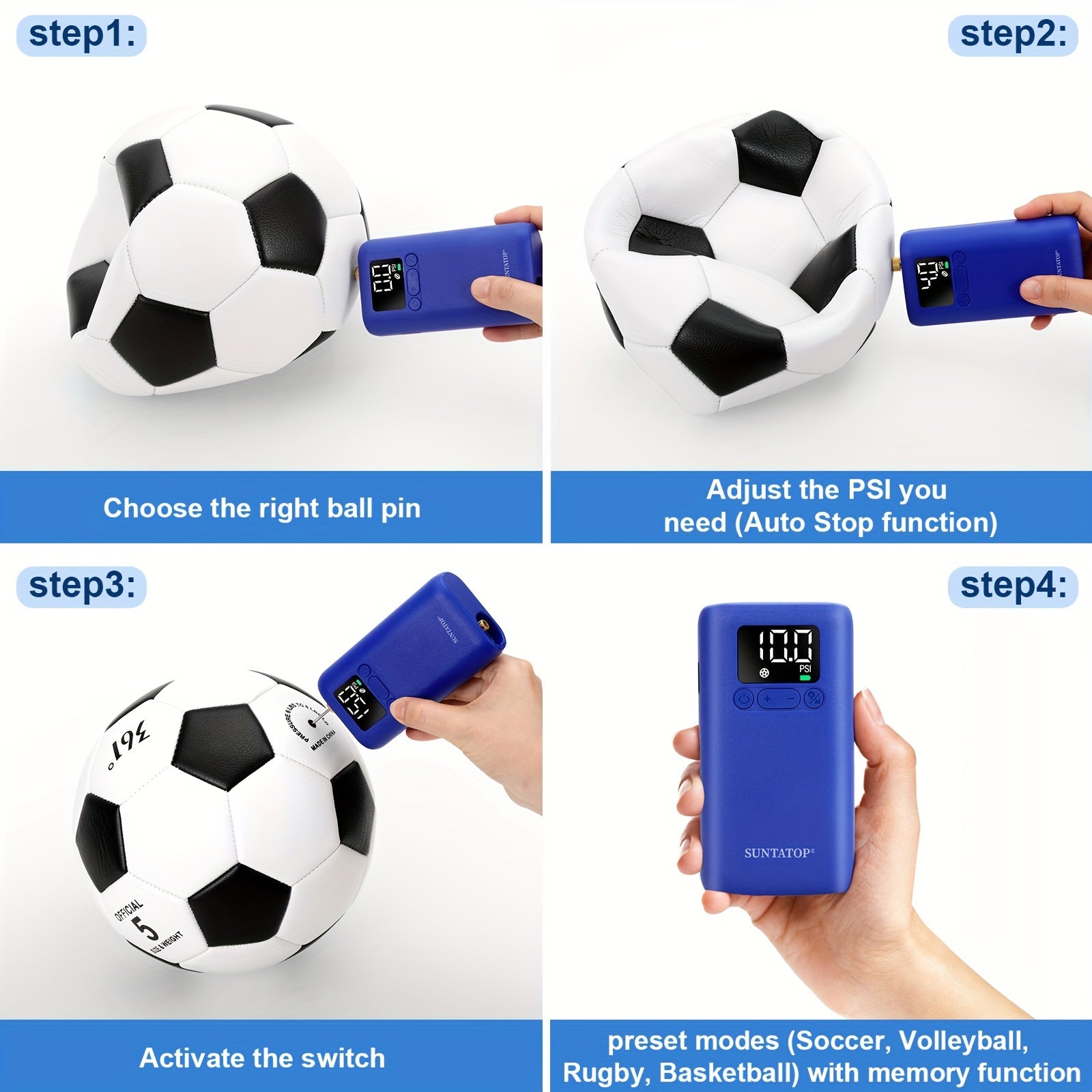 Pompe à billes électrique automatique avec une capacité de 20 psi, LED 4