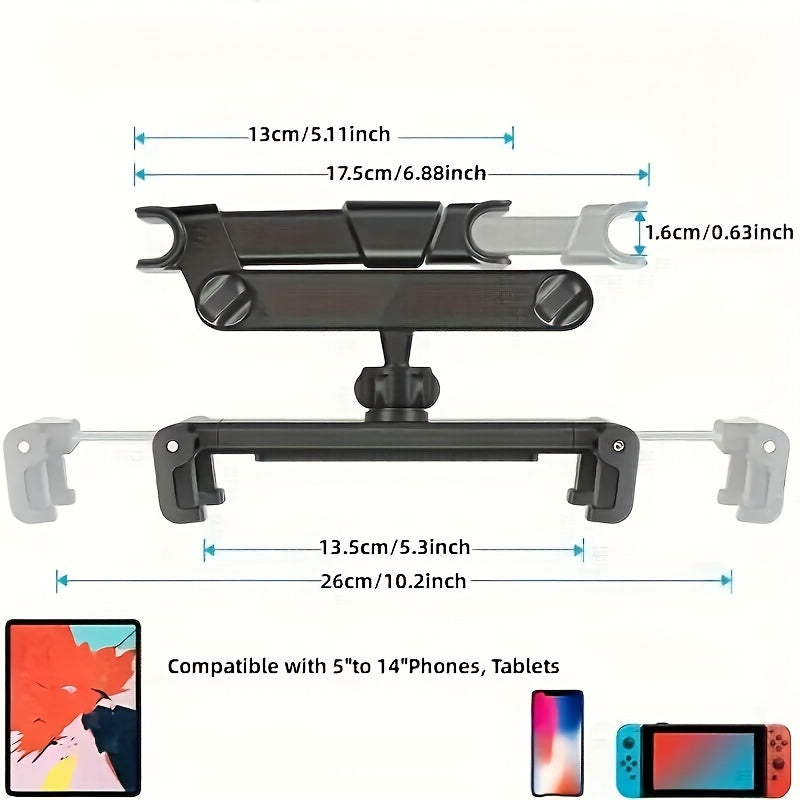 Porte-tablette réglable pour le transfert de voiture - s'adapte à 5 à 14 appareils, support de tablette sécurisée et polyvalente pour le voyage 2