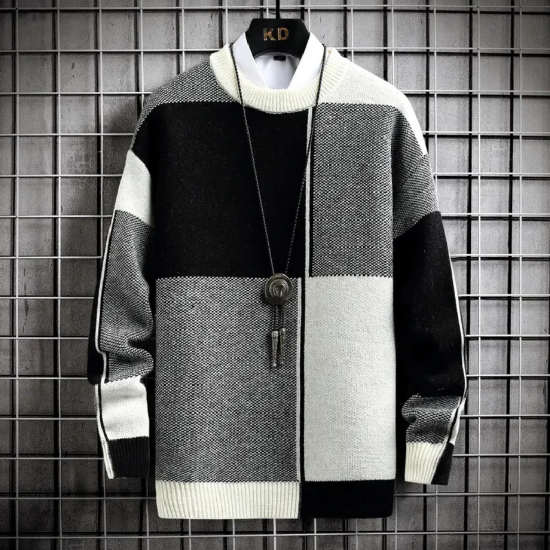 Pull chaud à manches longues et col ras du cou pour homme | Tricot 0