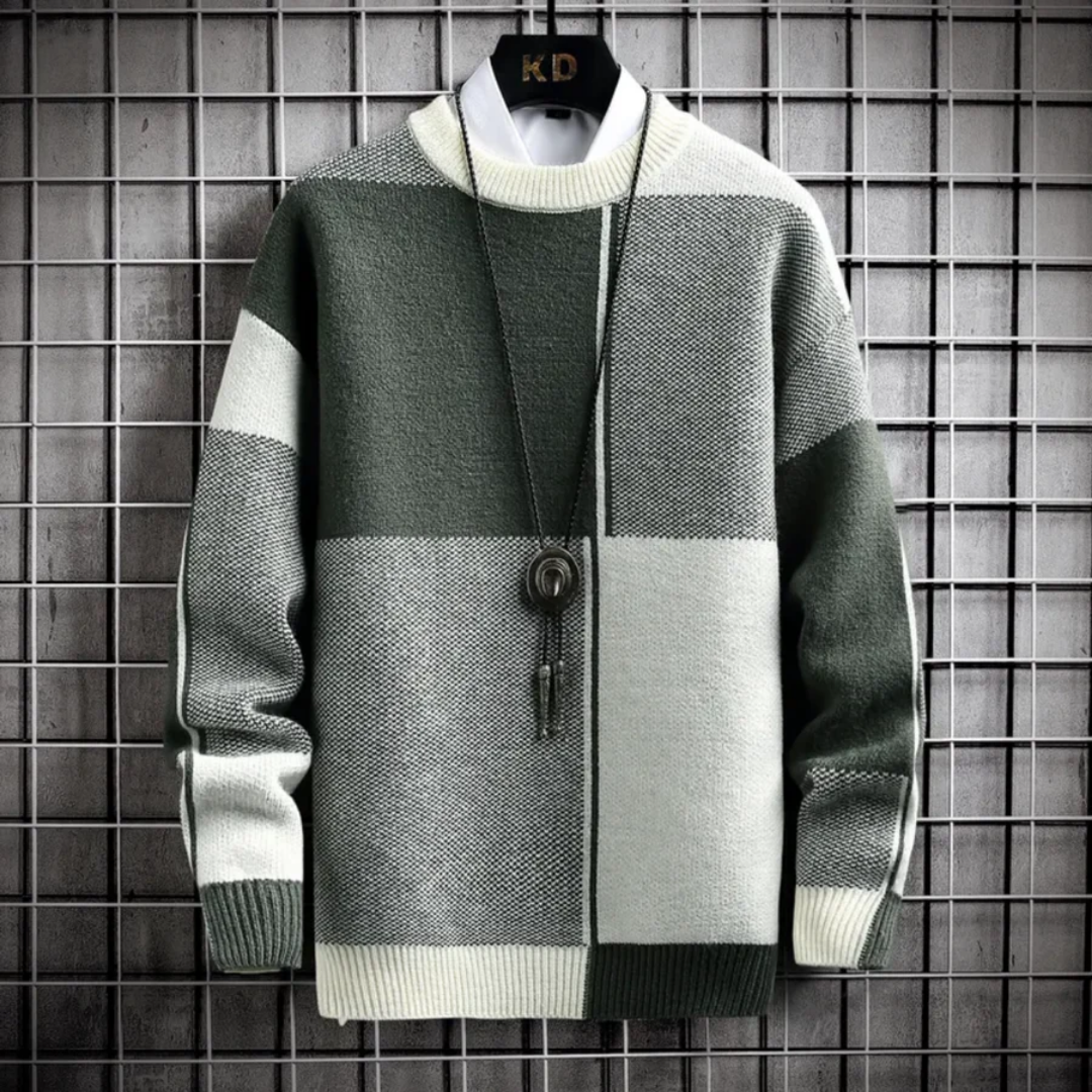 Pull chaud à manches longues et col ras du cou pour homme | Tricot 1