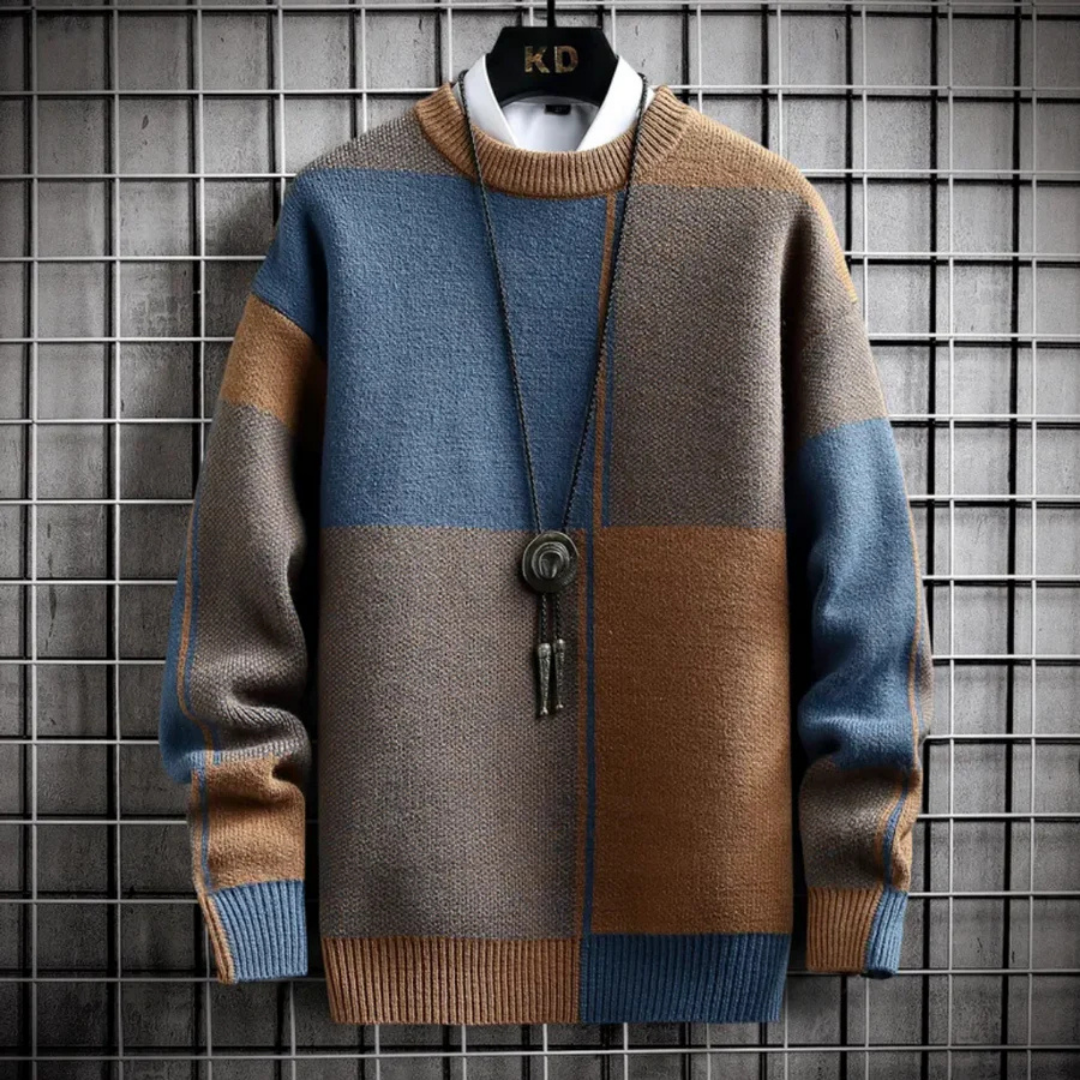 Pull chaud à manches longues et col ras du cou pour homme | Tricot 2