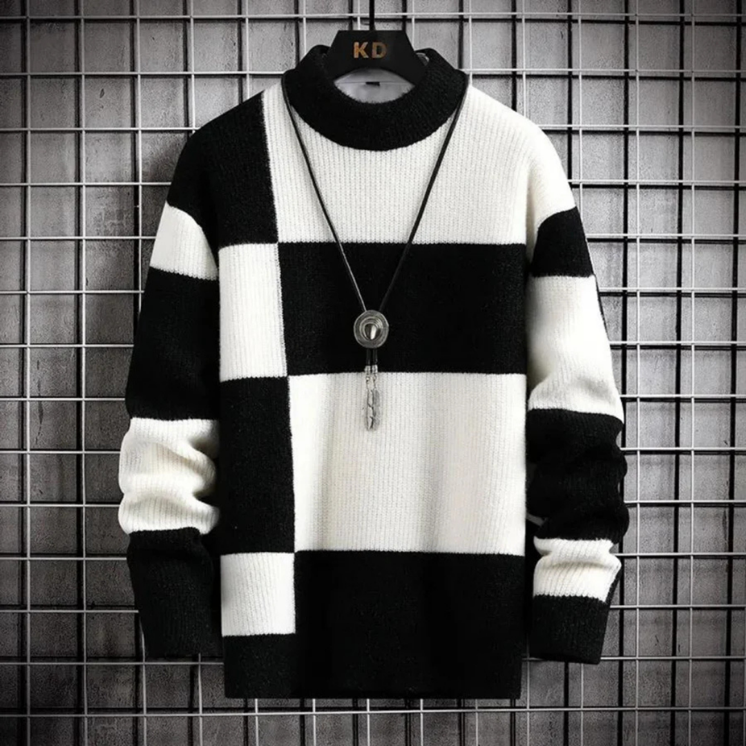 Pull chaud en tricot décontracté pour homme | Col ras du cou 1