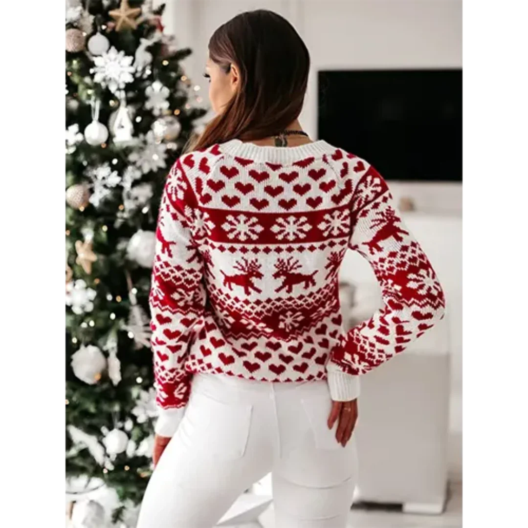 Pull de Noël chaud et douillet en maille pour femme 2