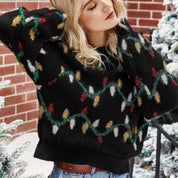 Pull de Noël douillet pour femme, en maille chaude et décontractée 0