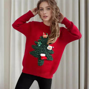 Pull de Noël douillet pour femme, en tissu chaud et festif 0