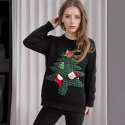 Pull de Noël douillet pour femme, en tissu chaud et festif 1
