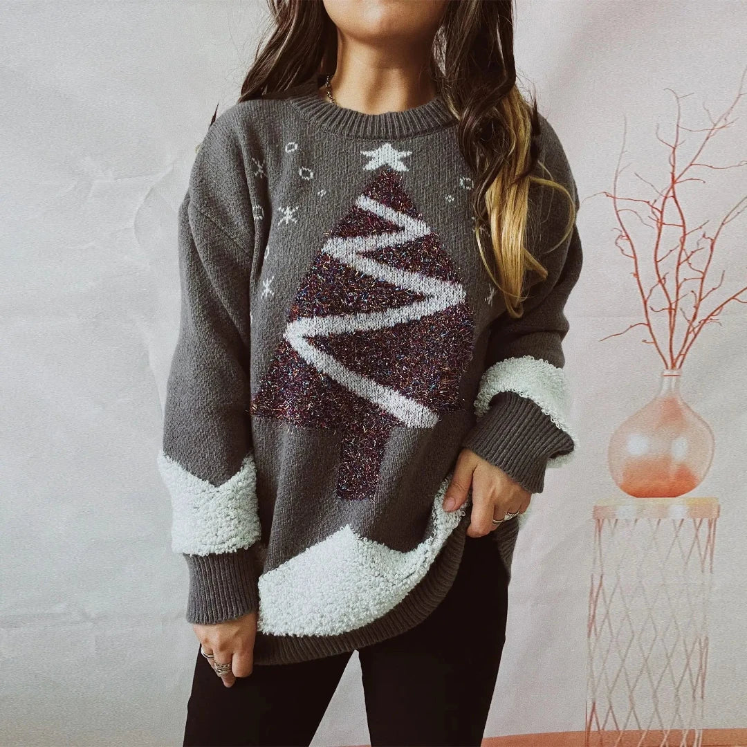 Pull de Noël festif en maille pour femme, matière chaude et confortable 0