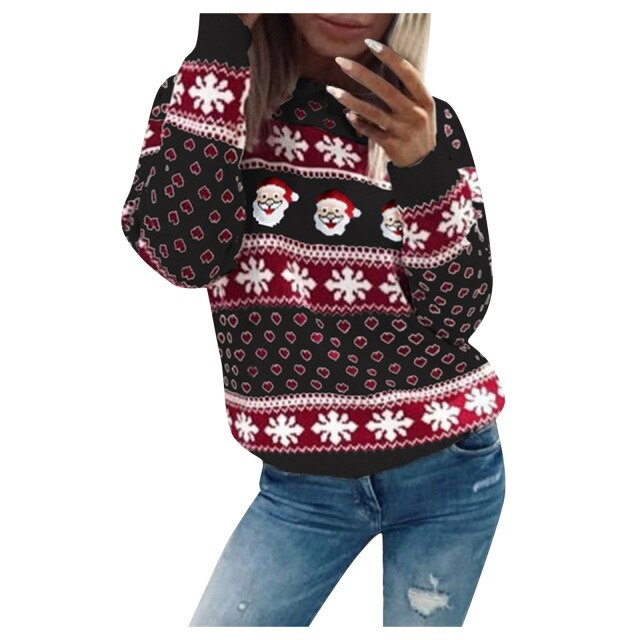 Pull de Noël festif pour femme, chaud, coupe ample, matière de haute qualité 0