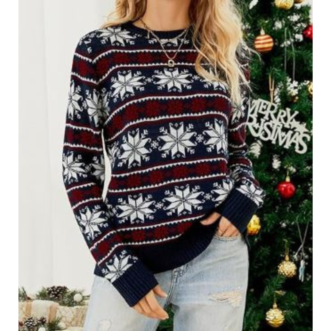 Pull de Noël festif pour femme, en maille chaude 0
