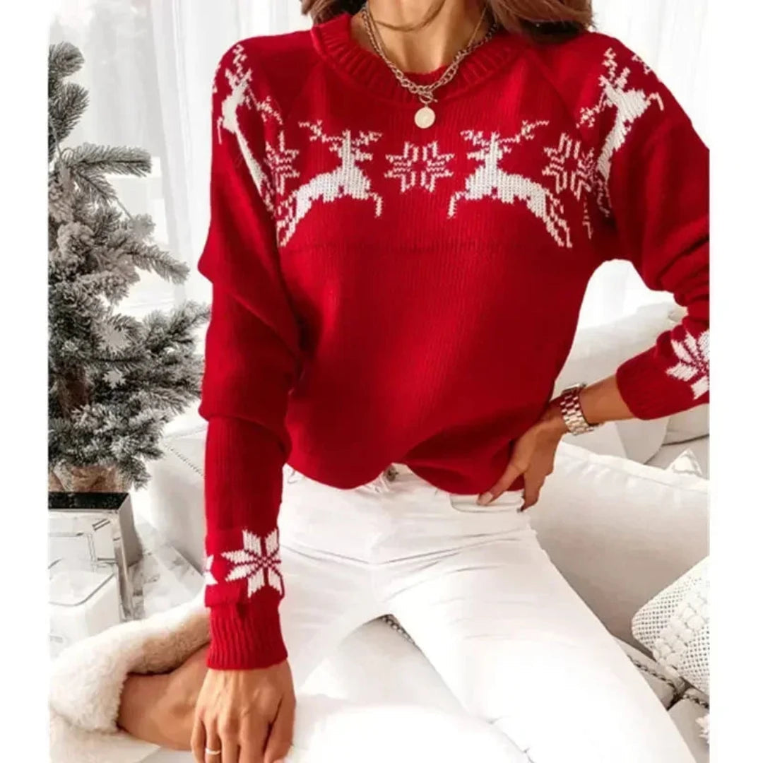 Pull de Noël festif pour femme, en maille chaude 1
