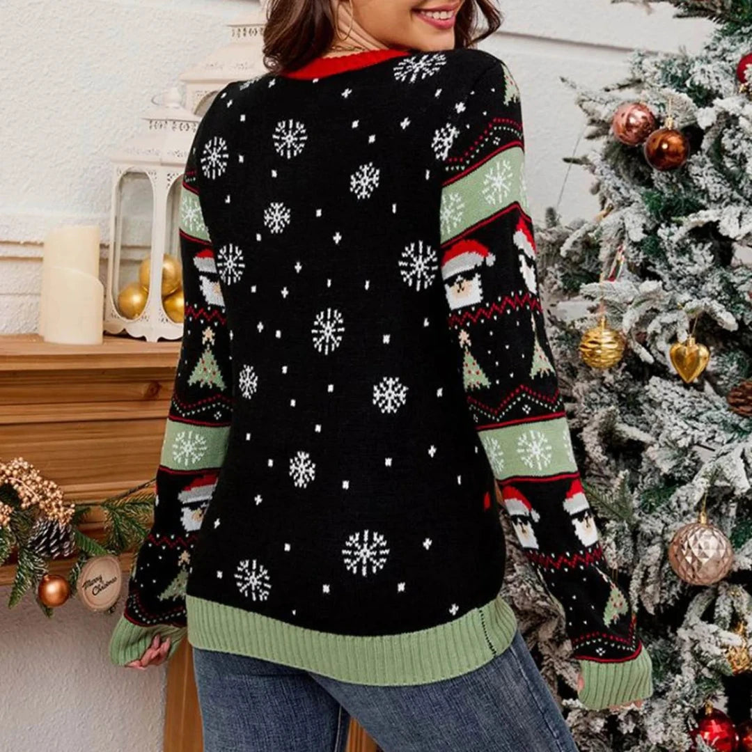 Pull de Noël festif pour femme avec détails LED, en tissu doux 1