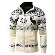 Pull de Noël festif pour homme, en maille chaude avec fermeture éclair 1