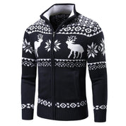 Pull de Noël festif pour homme, en maille chaude avec fermeture éclair 2