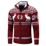 Pull de Noël festif pour homme, en maille chaude avec fermeture éclair 3