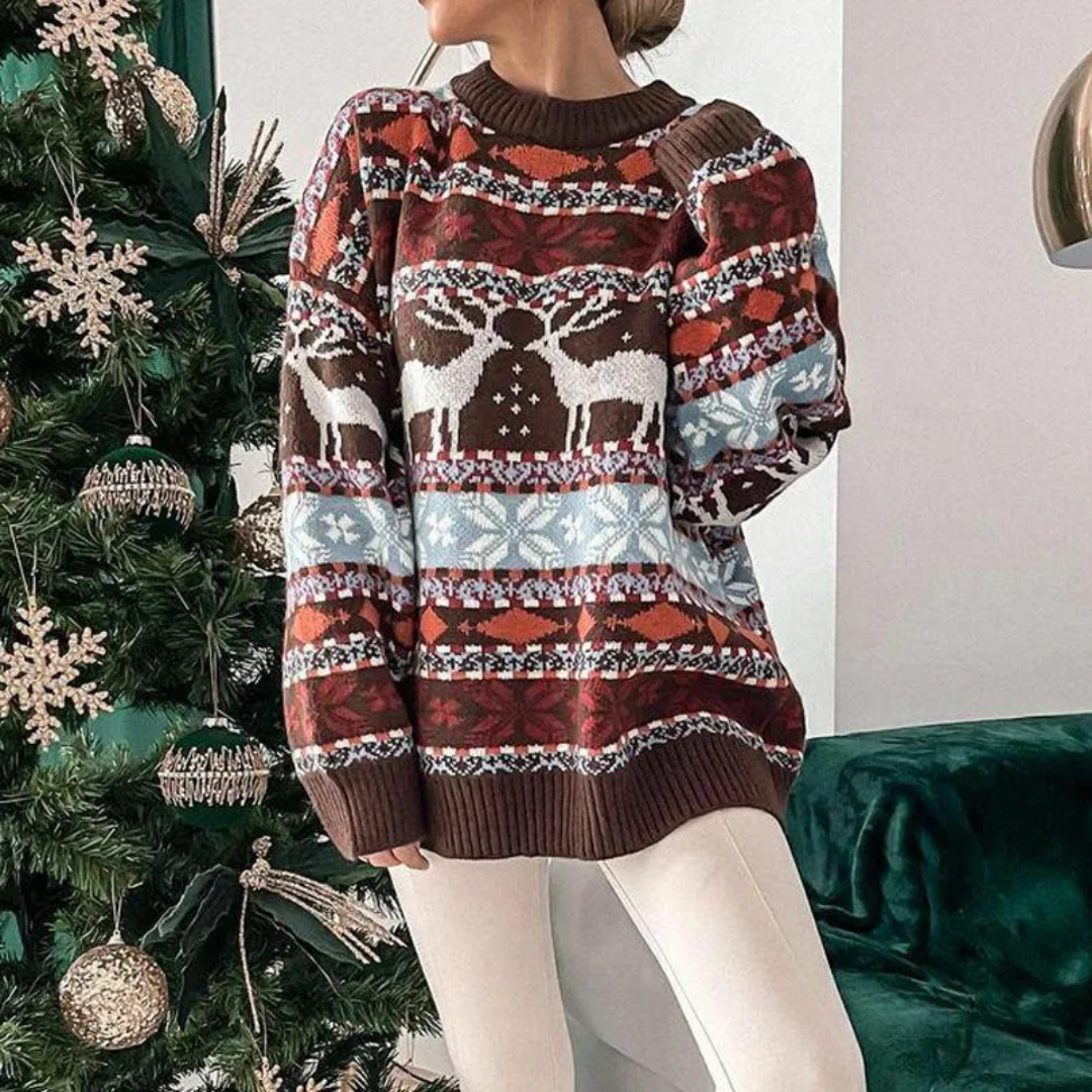 Pull de Noël oversize pour femme en tissu doux 0