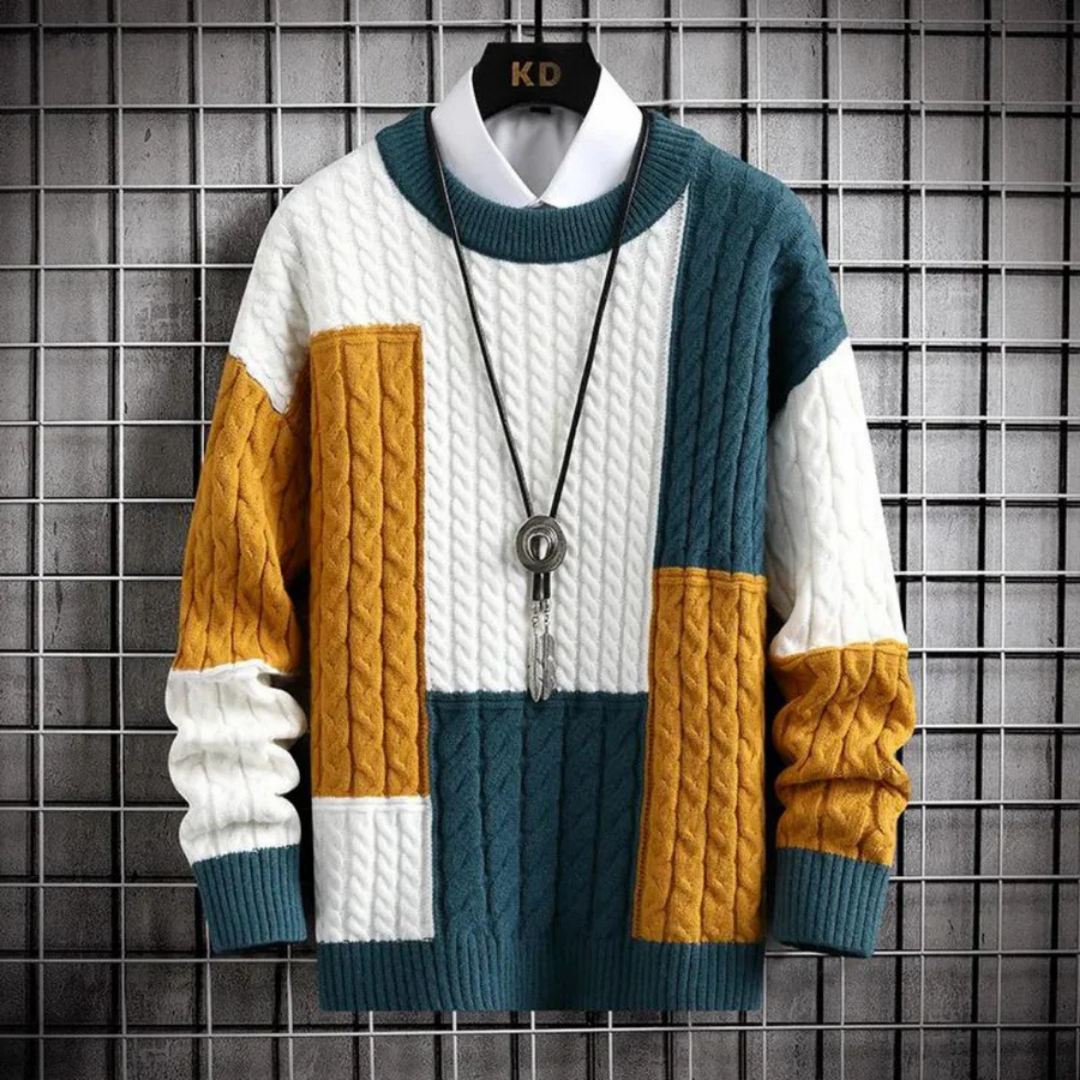 Pull tricoté chaud à col rond pour homme | Manches longues 0