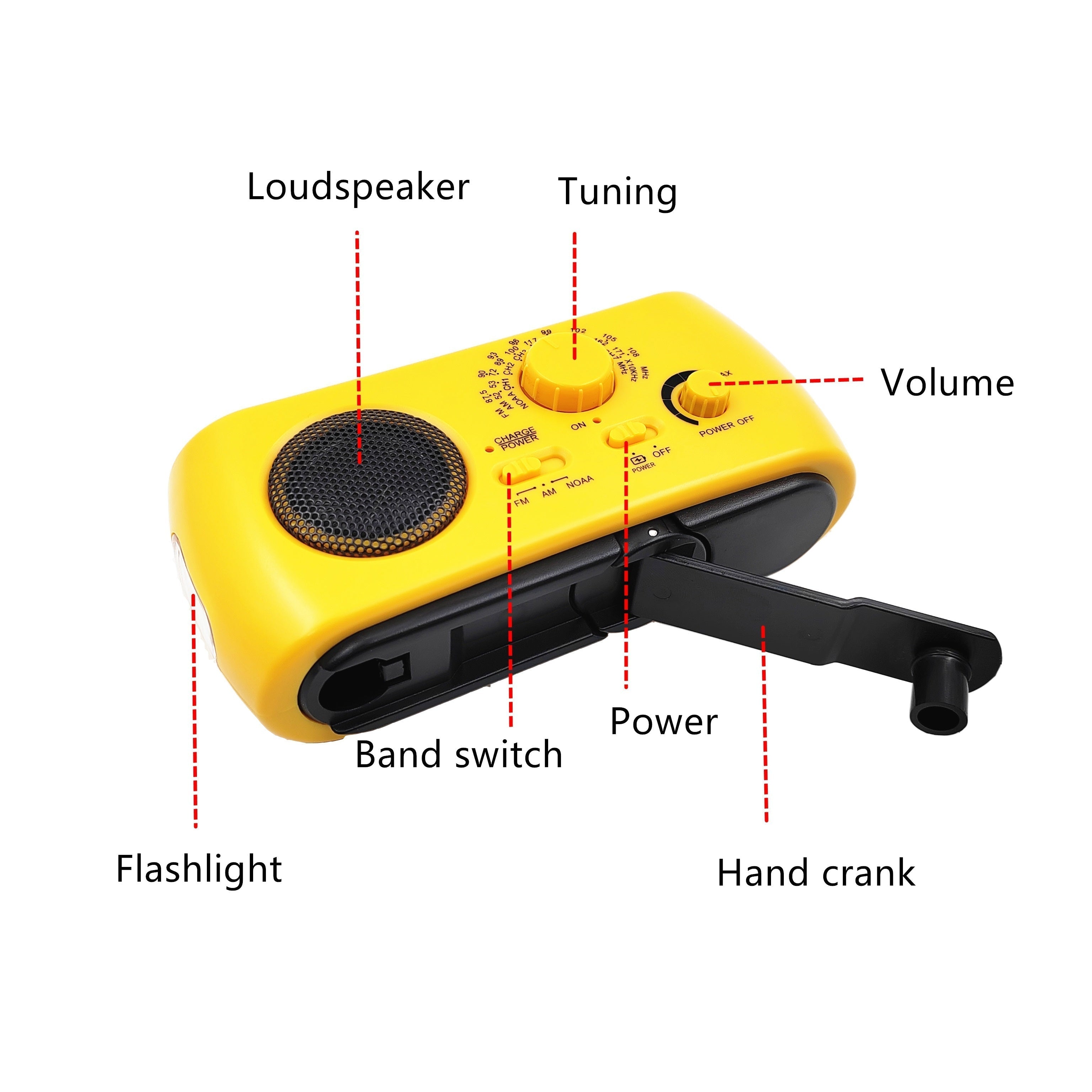 Radio d'urgence portable avec AM / FM / NOAA, chargeur USB, lampe de poche LED, étanche pour le camping et usage externe 3