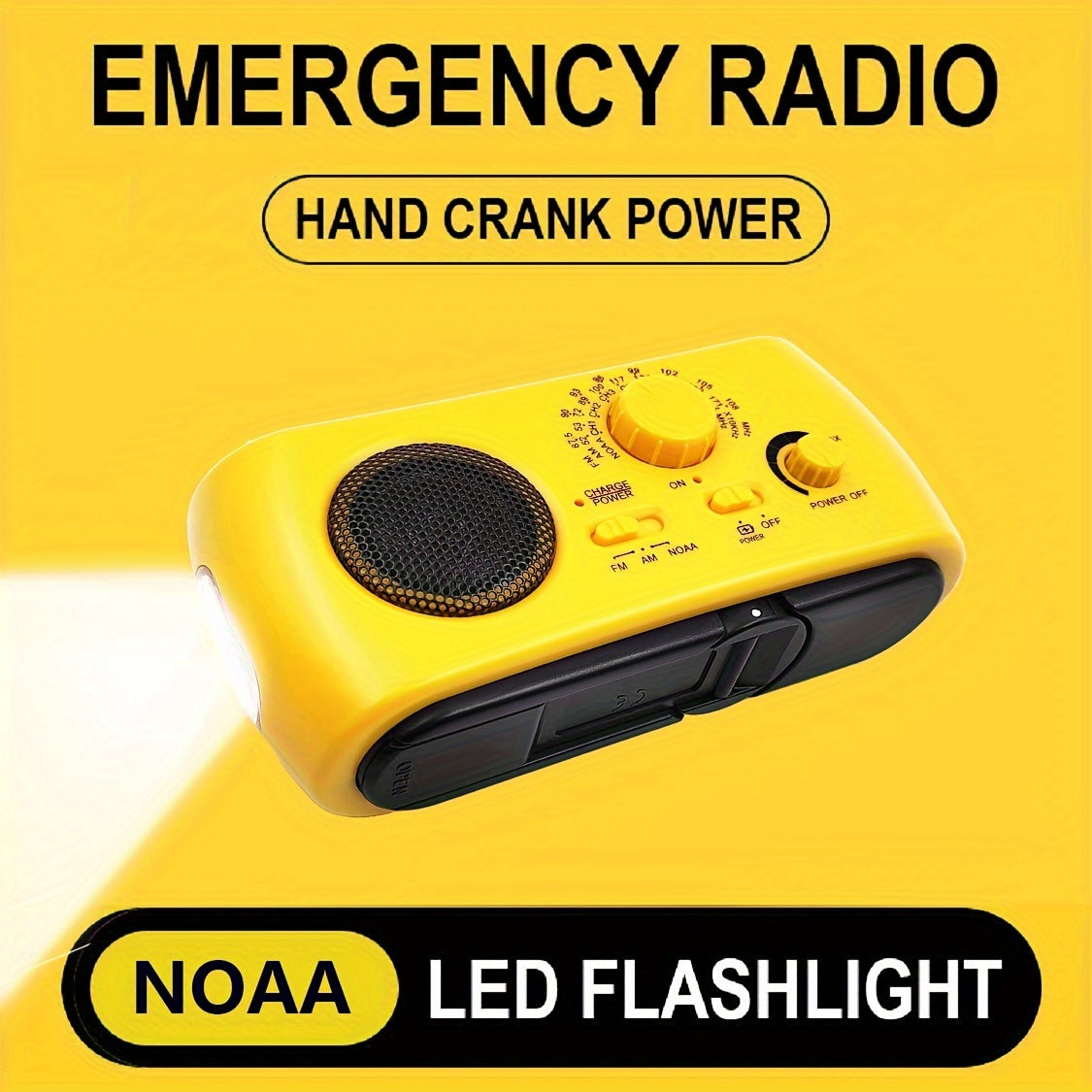 Radio d'urgence portable avec AM / FM / NOAA, chargeur USB, lampe de poche LED, étanche pour le camping et usage externe 4