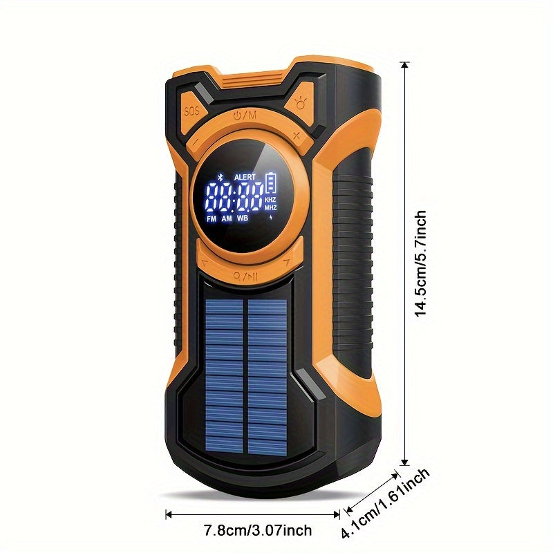 Radio d'urgence tout-en-un avec manivelle, panneau solaire, lampe de poche et chargeur USB idéal pour le camping et l'utilisation en plein air 2