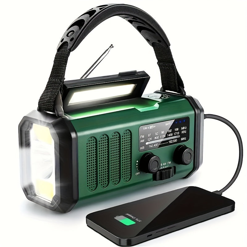 Radio d'urgence tout-en-un avec une lampe de poche, un panneau solaire, un chargeur USB et un dispositif de survie compact à accès météorologique NOAA 0