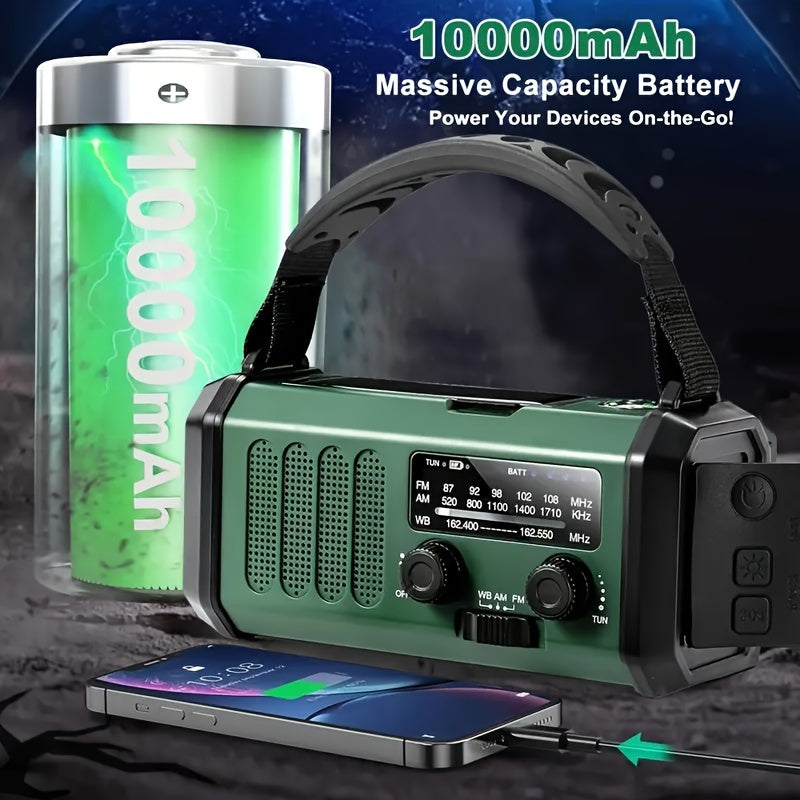 Radio d'urgence tout-en-un avec une lampe de poche, un panneau solaire, un chargeur USB et un dispositif de survie compact à accès météorologique NOAA 2