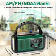 Radio d'urgence tout-en-un avec une lampe de poche, un panneau solaire, un chargeur USB et un dispositif de survie compact à accès météorologique NOAA 3