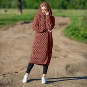 Keli | Long and Cozy Knitted Hoodie Sweater for Cold Days
