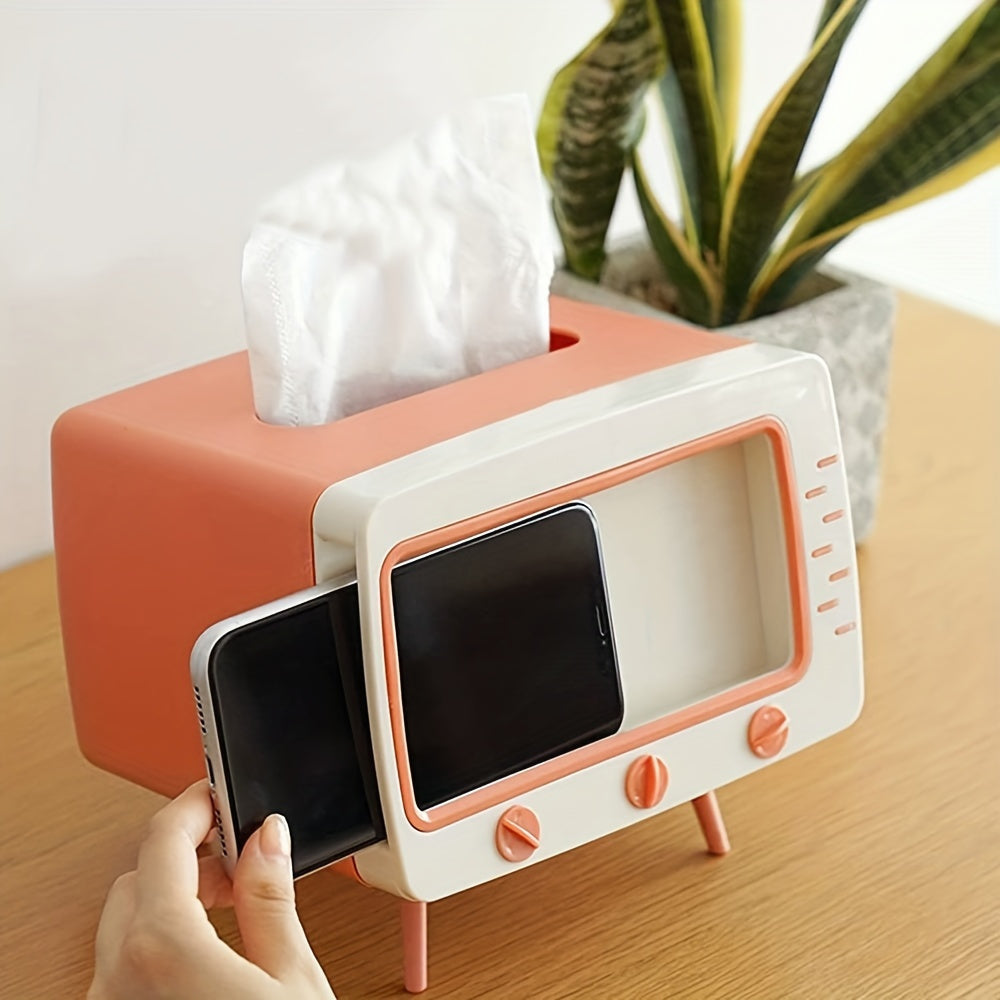 Retro -TV -ISUe -Box -Box -Box -halter avec smartphone -Dock -T-Multifonctional Fabric Protection for Home and Office Decoration 0