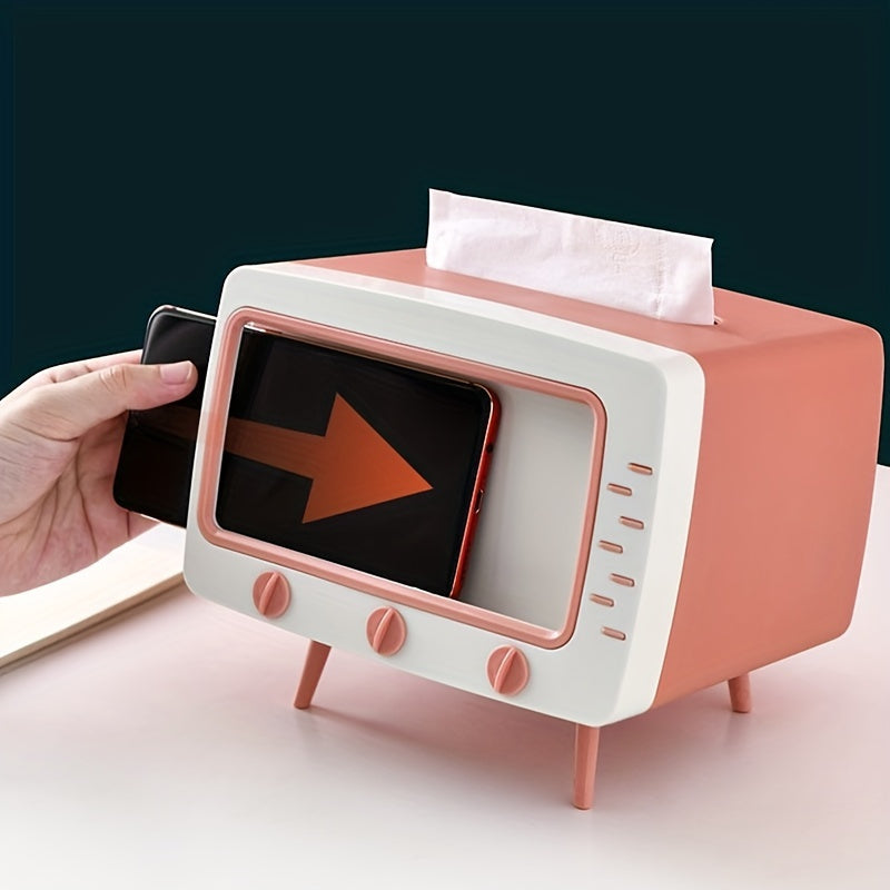Retro -TV -ISUe -Box -Box -Box -halter avec smartphone -Dock -T-Multifonctional Fabric Protection for Home and Office Decoration 2