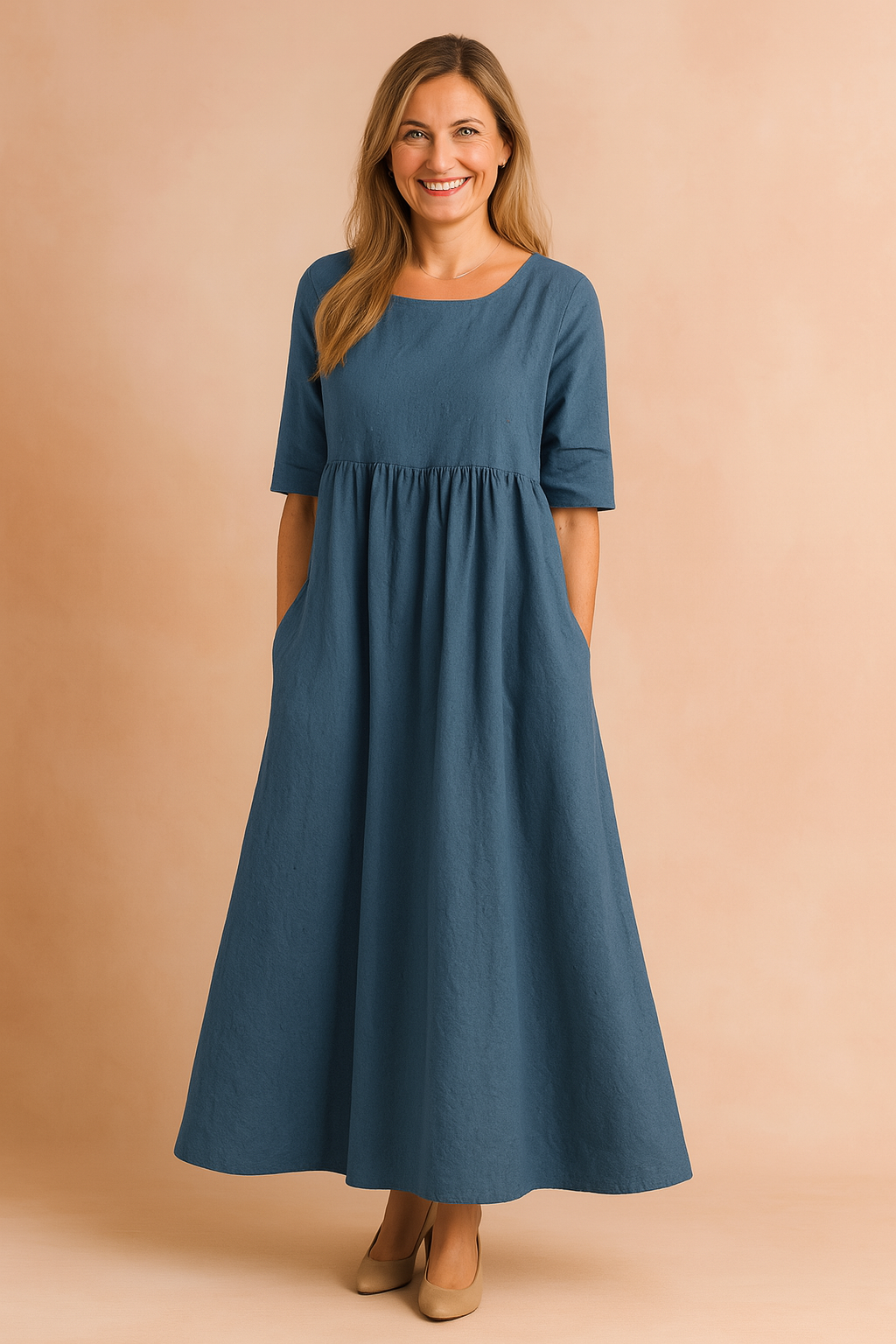 Robe Aérienne Élégante Femme Confortable avec Poches 5